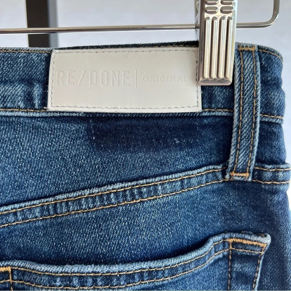 Re/Done High Rise Medium Dark Slim Leg Jeans 24 Classic Casual Contemporary - Picture 5 of 6